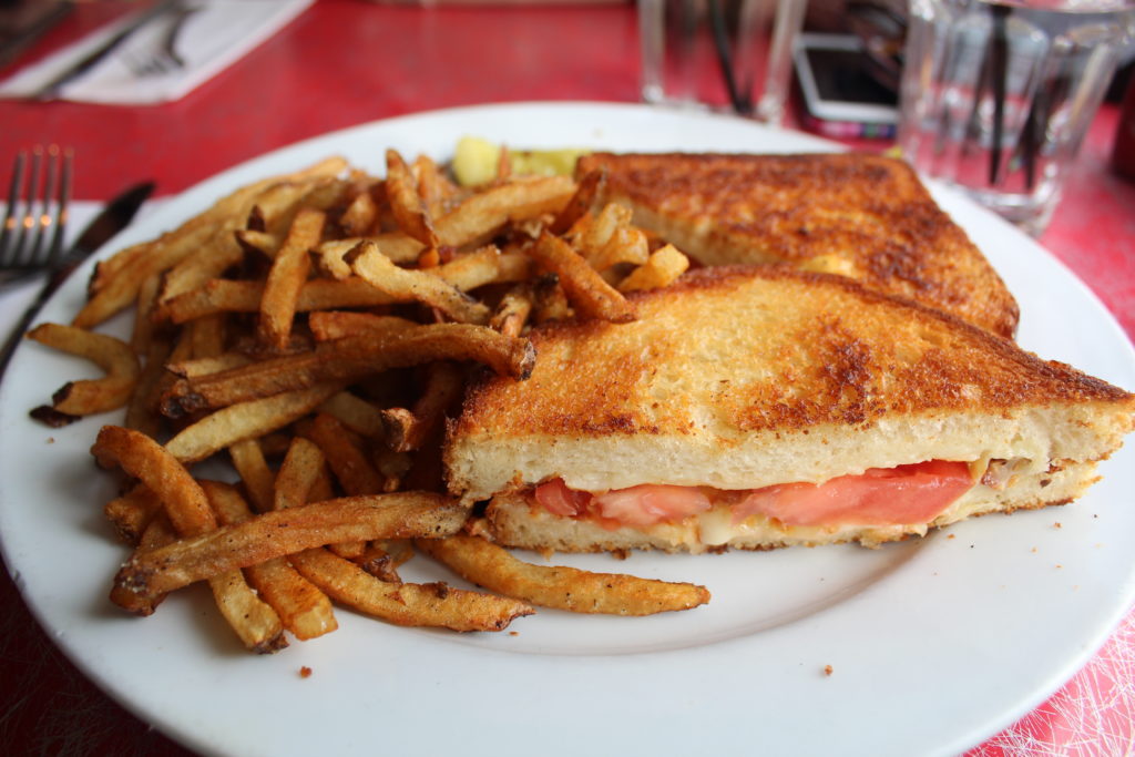 grilled cheese with tomato and fries from silk city in philadelphia