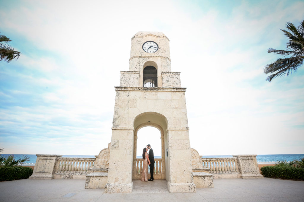 engagement photos under the worth ave clock tower