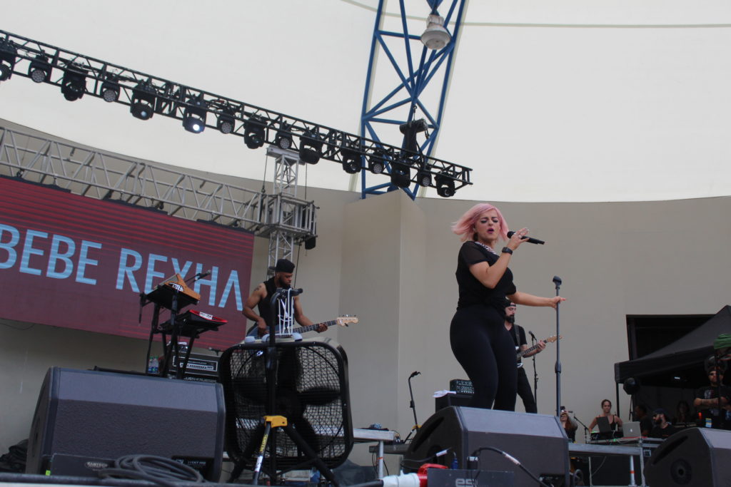 Bebe Rexha on stage at Sunfest