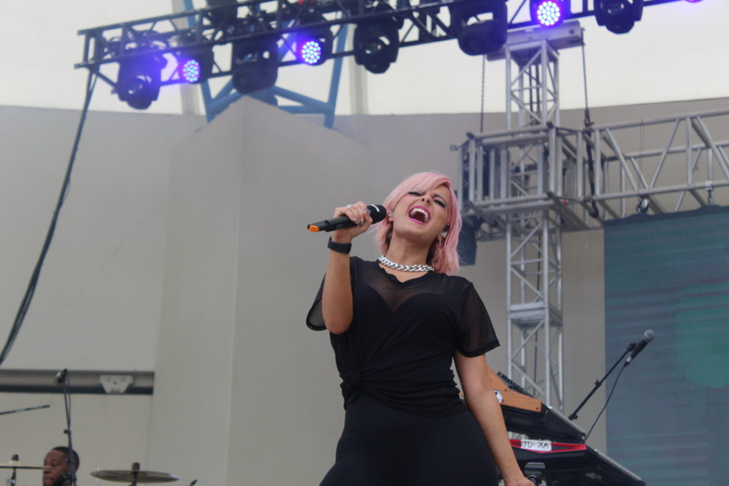 Bebe Rexha singing at Sunfest 2019