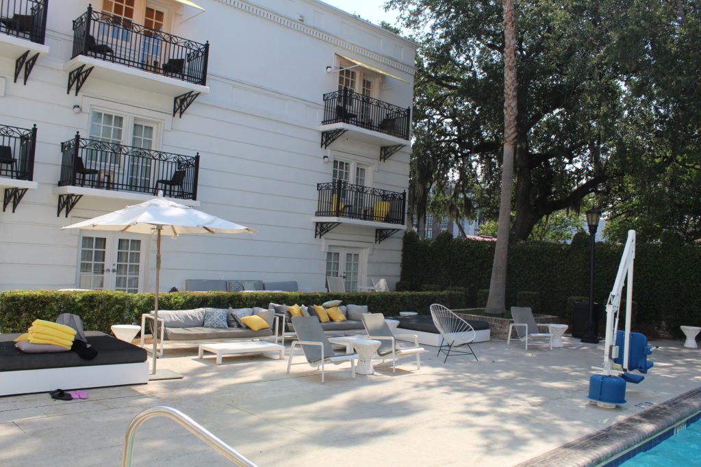 pool deck at the Kimpton Brice Hotel in Savannah